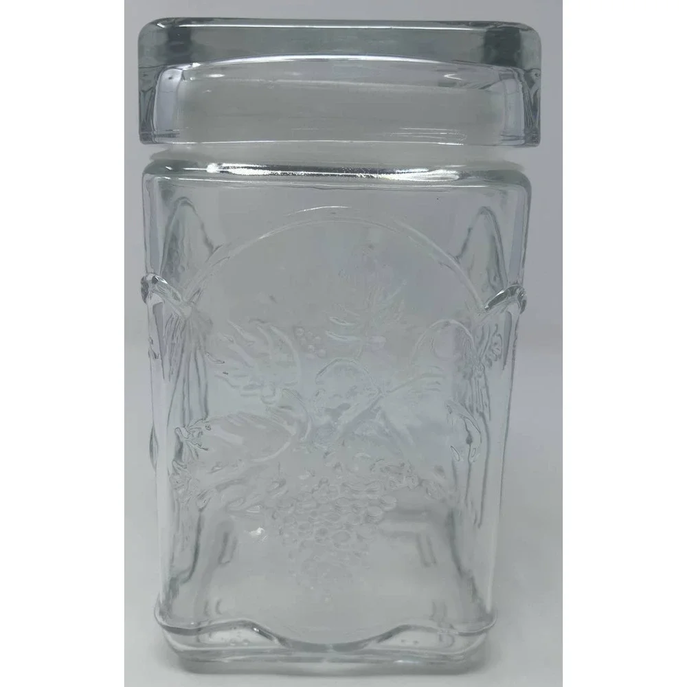Canada 11 Clear Glass Pressed Fruit Grapes,‎ Pears, Cherries & Apples Canister